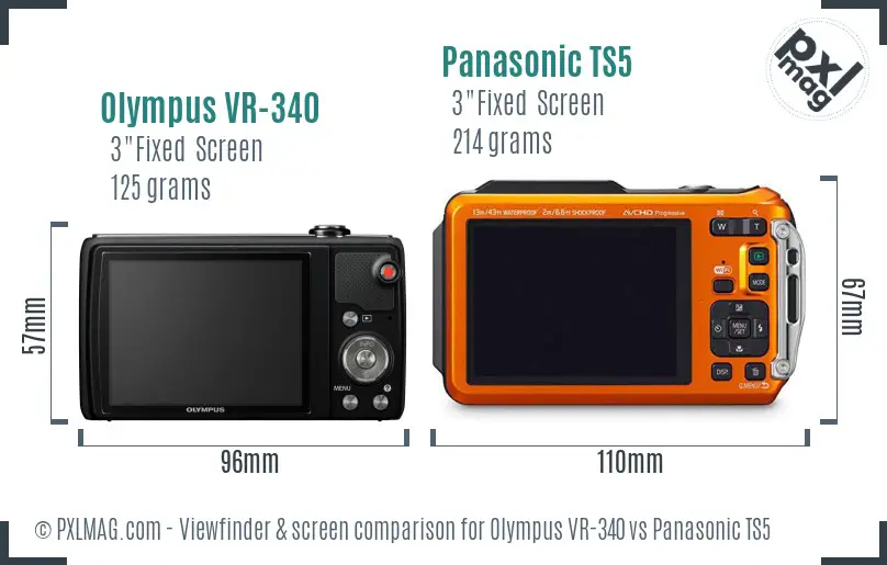Olympus VR-340 vs Panasonic TS5 Screen and Viewfinder comparison