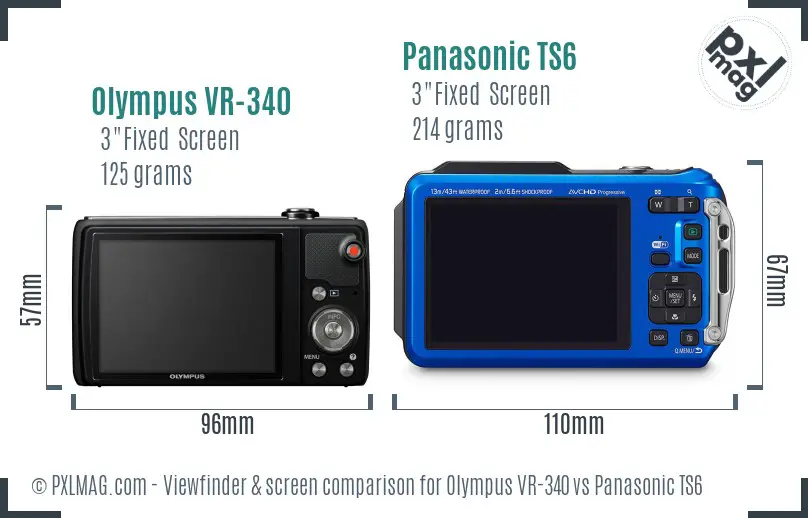 Olympus VR-340 vs Panasonic TS6 Screen and Viewfinder comparison