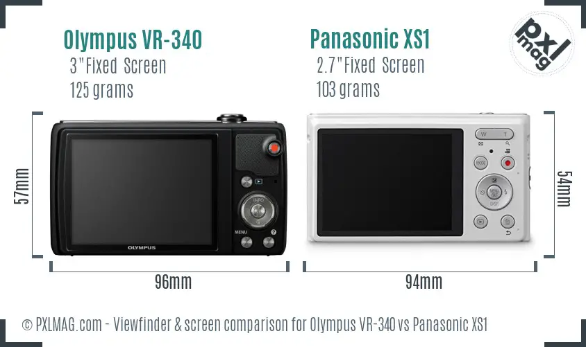 Olympus VR-340 vs Panasonic XS1 Screen and Viewfinder comparison