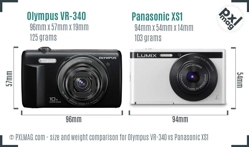 Olympus VR-340 vs Panasonic XS1 size comparison