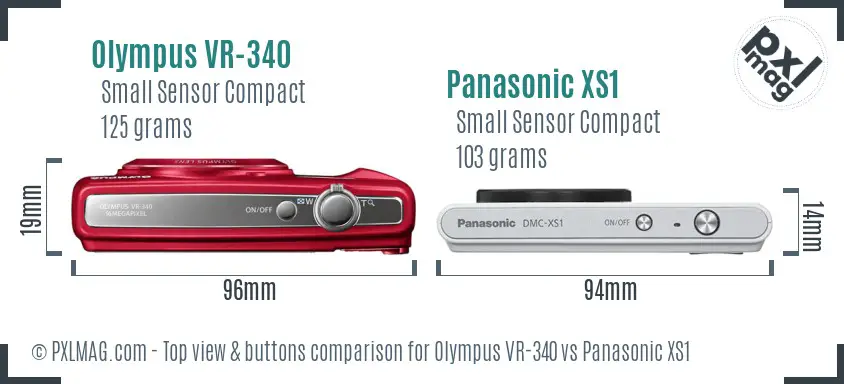 Olympus VR-340 vs Panasonic XS1 top view buttons comparison