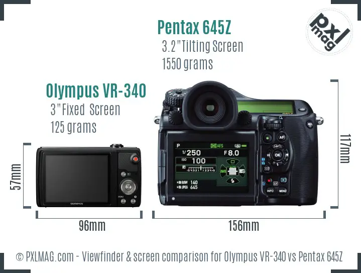 Olympus VR-340 vs Pentax 645Z Screen and Viewfinder comparison