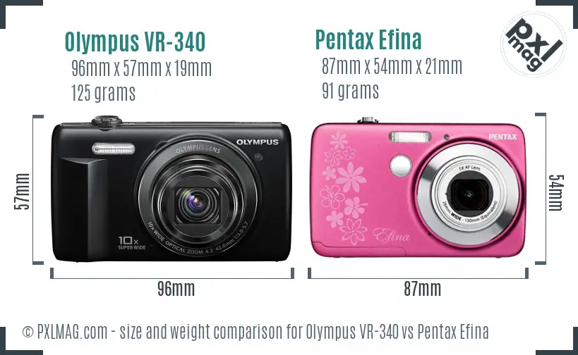 Olympus VR-340 vs Pentax Efina size comparison
