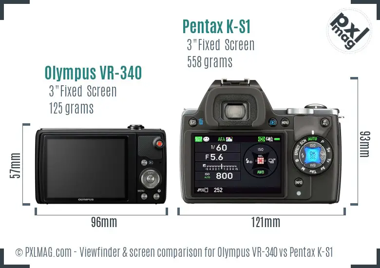 Olympus VR-340 vs Pentax K-S1 Screen and Viewfinder comparison