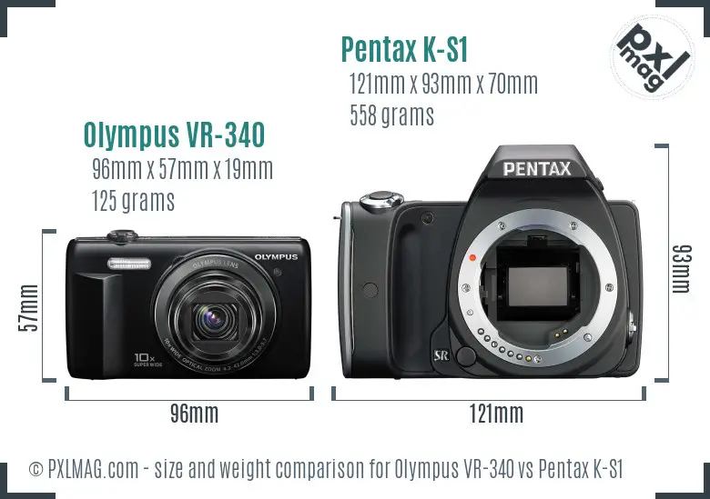 Olympus VR-340 vs Pentax K-S1 size comparison