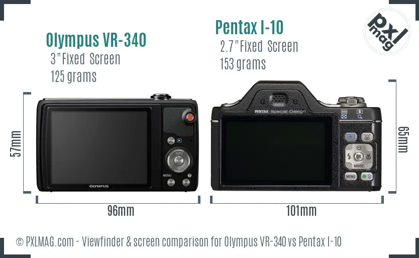 Olympus VR-340 vs Pentax I-10 Screen and Viewfinder comparison