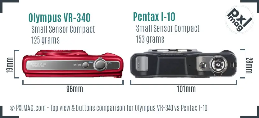 Olympus VR-340 vs Pentax I-10 top view buttons comparison