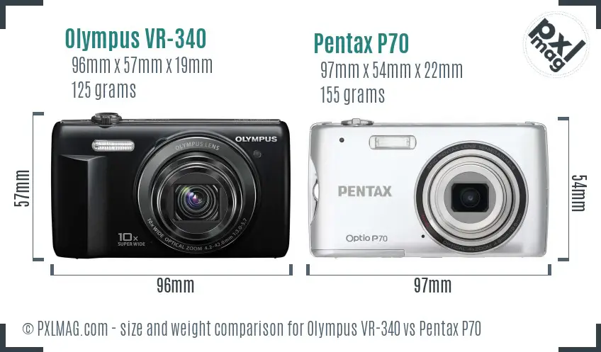 Olympus VR-340 vs Pentax P70 size comparison