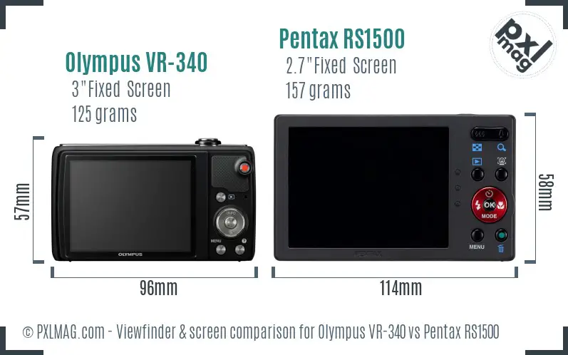 Olympus VR-340 vs Pentax RS1500 Screen and Viewfinder comparison