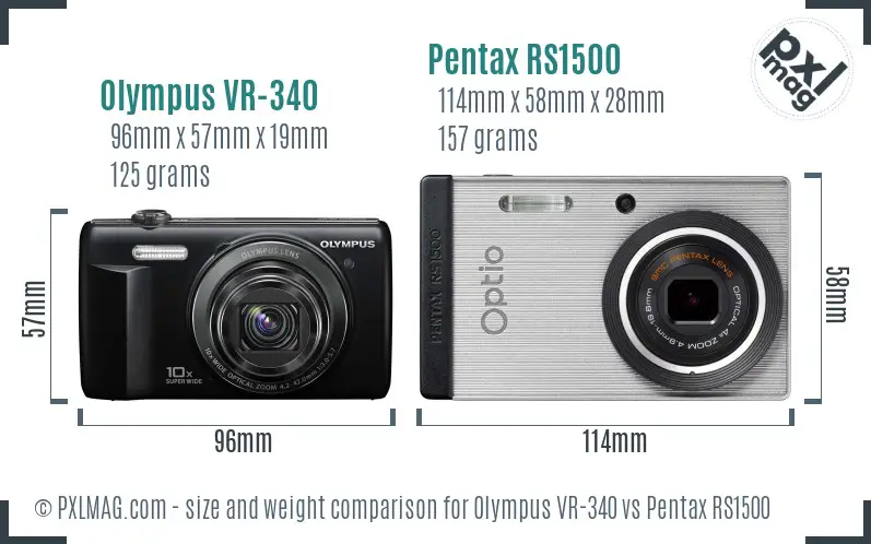 Olympus VR-340 vs Pentax RS1500 size comparison
