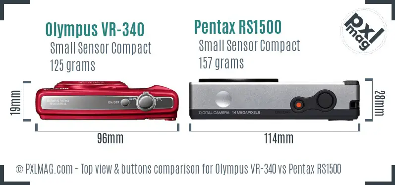 Olympus VR-340 vs Pentax RS1500 top view buttons comparison