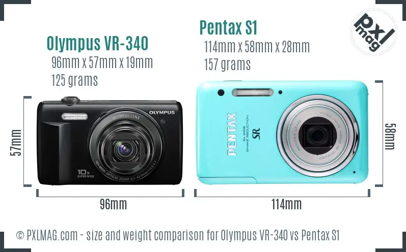 Olympus VR-340 vs Pentax S1 size comparison