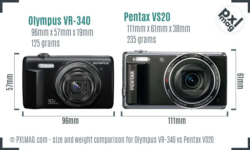 Olympus VR-340 vs Pentax VS20 size comparison