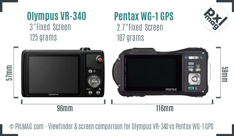 Olympus VR-340 vs Pentax WG-1 GPS Screen and Viewfinder comparison