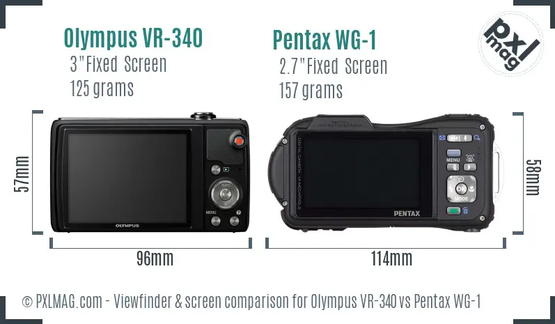 Olympus VR-340 vs Pentax WG-1 Screen and Viewfinder comparison