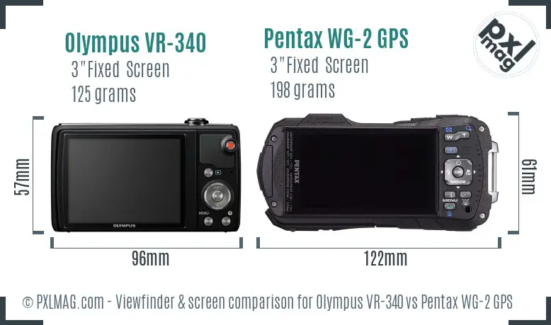 Olympus VR-340 vs Pentax WG-2 GPS Screen and Viewfinder comparison