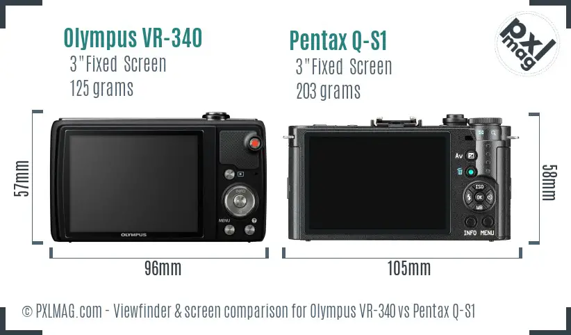 Olympus VR-340 vs Pentax Q-S1 Screen and Viewfinder comparison