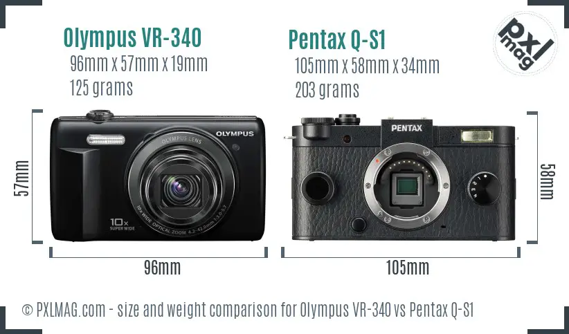 Olympus VR-340 vs Pentax Q-S1 size comparison