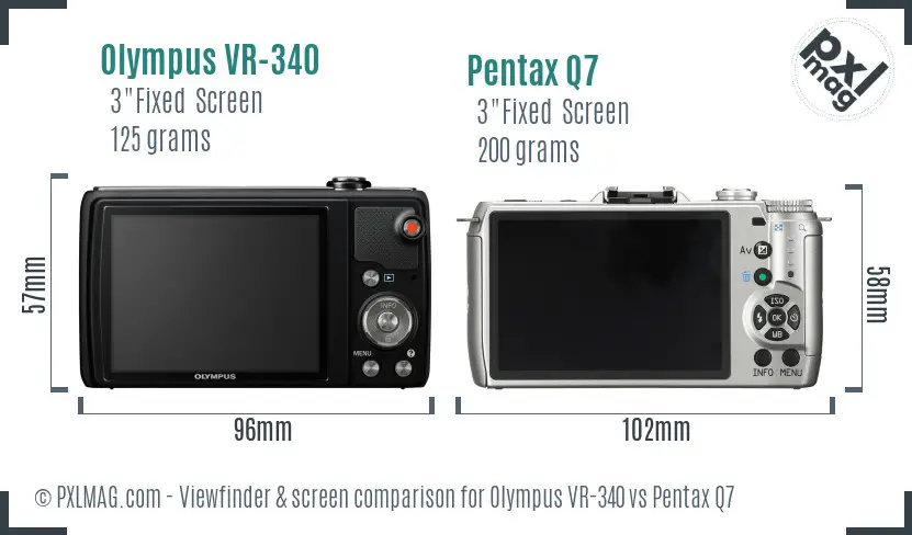 Olympus VR-340 vs Pentax Q7 Screen and Viewfinder comparison