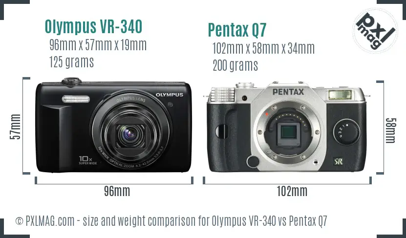 Olympus VR-340 vs Pentax Q7 size comparison