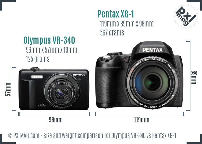 Olympus VR-340 vs Pentax XG-1 size comparison