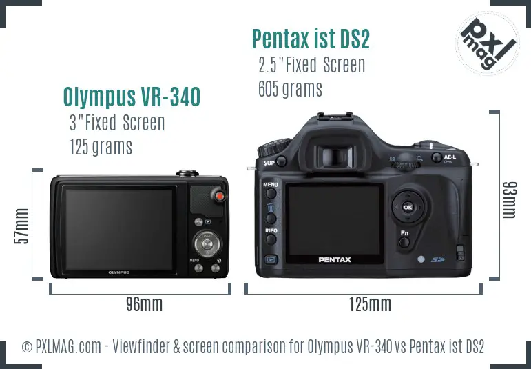 Olympus VR-340 vs Pentax ist DS2 Screen and Viewfinder comparison