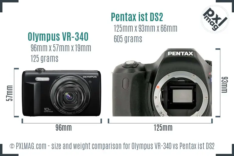 Olympus VR-340 vs Pentax ist DS2 size comparison