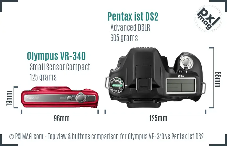 Olympus VR-340 vs Pentax ist DS2 top view buttons comparison
