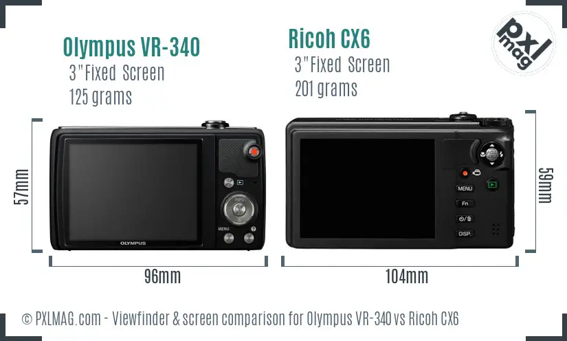 Olympus VR-340 vs Ricoh CX6 Screen and Viewfinder comparison Olympus VR-340 vs Ricoh CX6 Screen and Viewfinder comparison