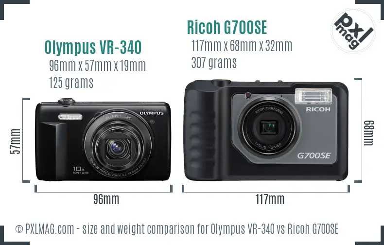 Olympus VR-340 vs Ricoh G700SE size comparison