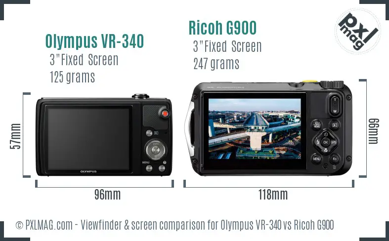 Olympus VR-340 vs Ricoh G900 Screen and Viewfinder comparison