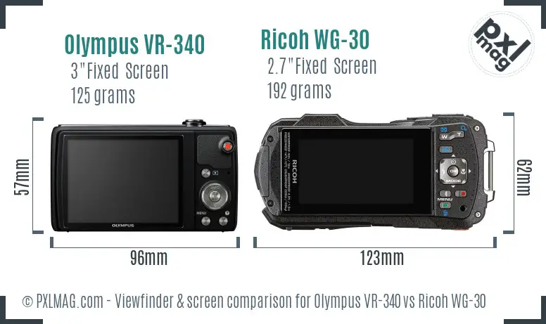 Olympus VR-340 vs Ricoh WG-30 Screen and Viewfinder comparison