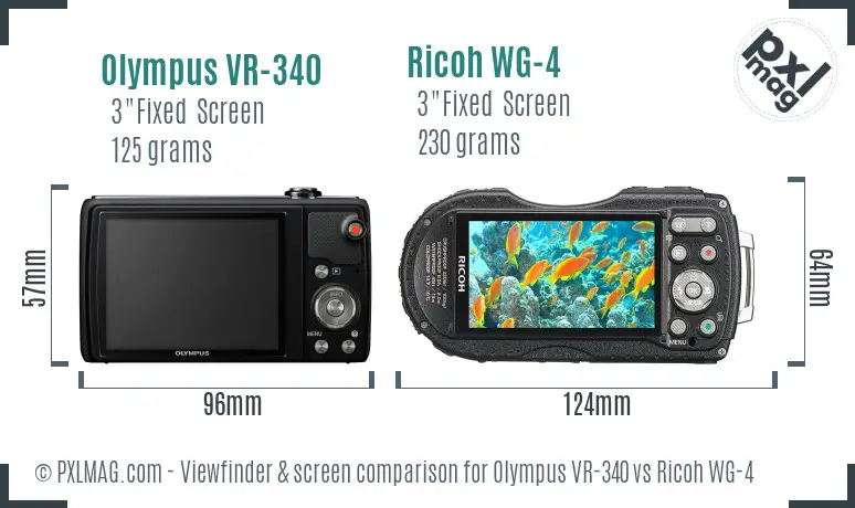 Olympus VR-340 vs Ricoh WG-4 Screen and Viewfinder comparison Olympus VR-340 vs Ricoh WG-4 Screen and Viewfinder comparison