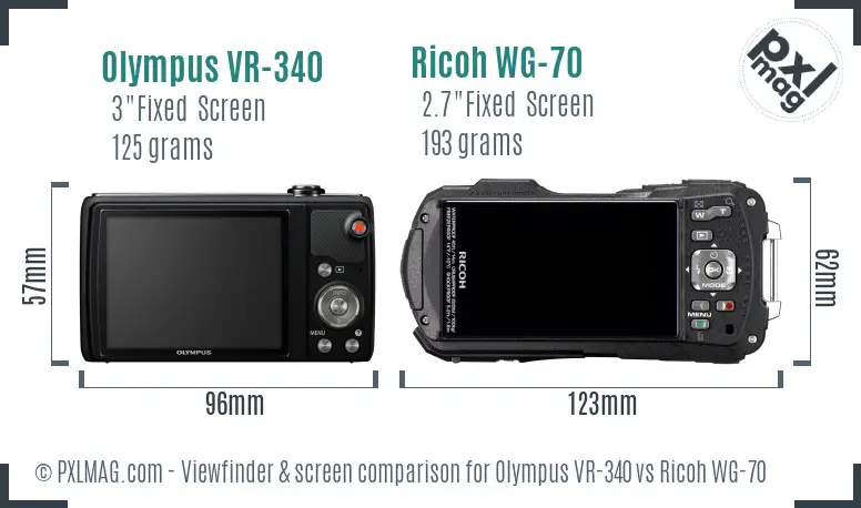 Olympus VR-340 vs Ricoh WG-70 Screen and Viewfinder comparison Olympus VR-340 vs Ricoh WG-70 Screen and Viewfinder comparison