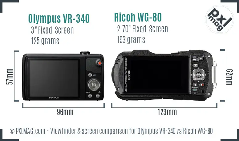 Olympus VR-340 vs Ricoh WG-80 Screen and Viewfinder comparison