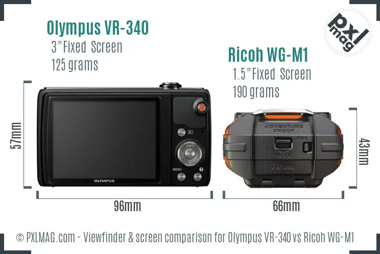Olympus VR-340 vs Ricoh WG-M1 Screen and Viewfinder comparison