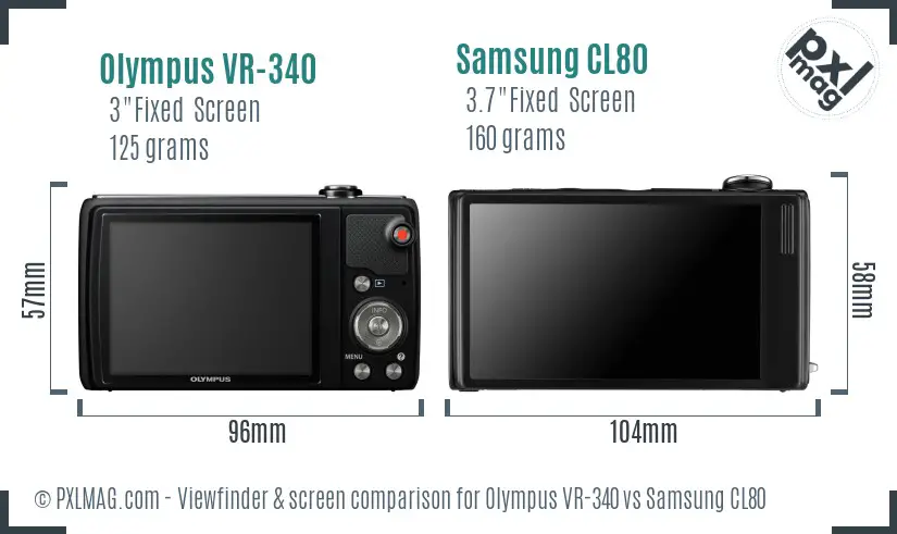 Olympus VR-340 vs Samsung CL80 Screen and Viewfinder comparison Olympus VR-340 vs Samsung CL80 Screen and Viewfinder comparison