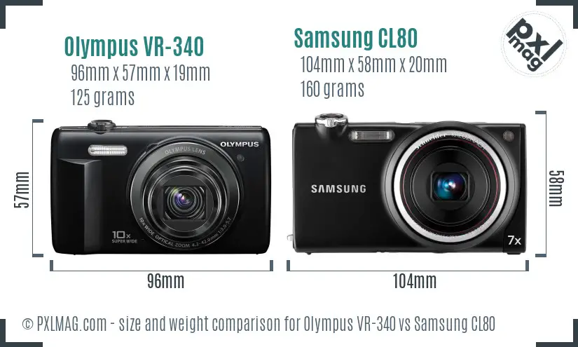 Olympus VR-340 vs Samsung CL80 size comparison Olympus VR-340 vs Samsung CL80 size comparison