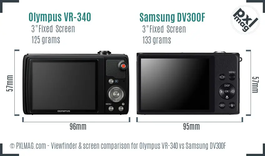 Olympus VR-340 vs Samsung DV300F Screen and Viewfinder comparison