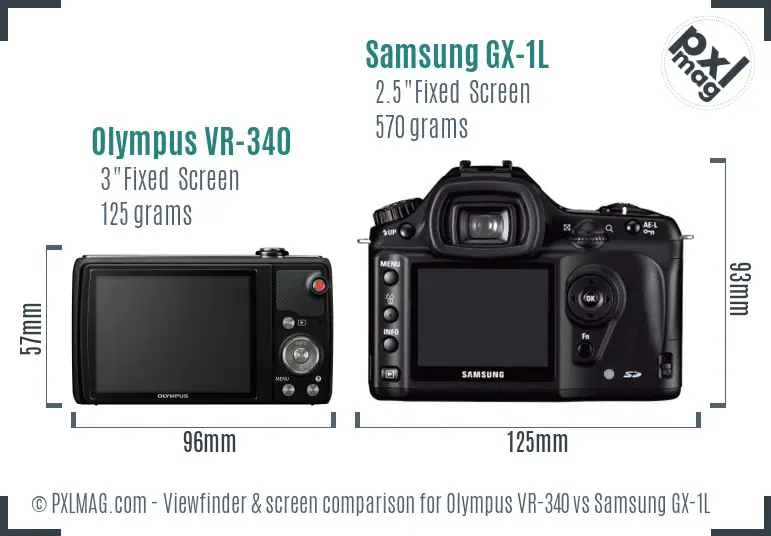 Olympus VR-340 vs Samsung GX-1L Screen and Viewfinder comparison