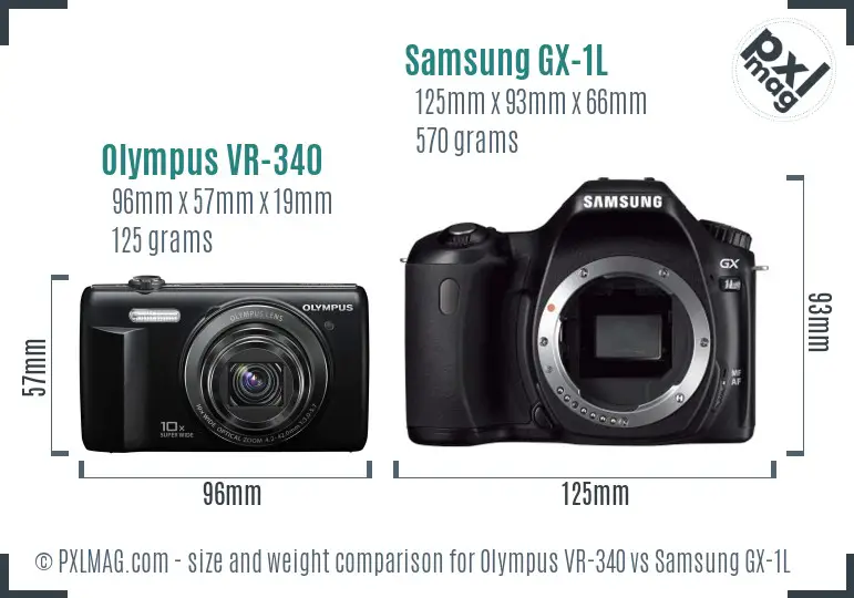 Olympus VR-340 vs Samsung GX-1L size comparison