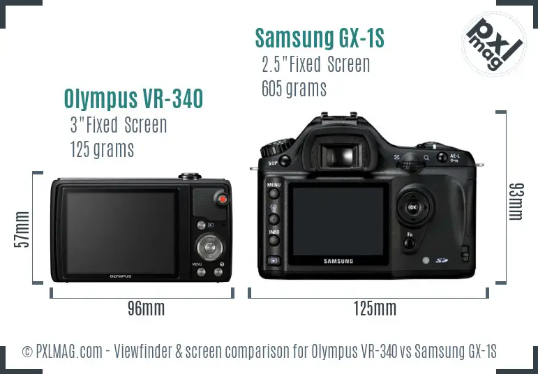 Olympus VR-340 vs Samsung GX-1S Screen and Viewfinder comparison