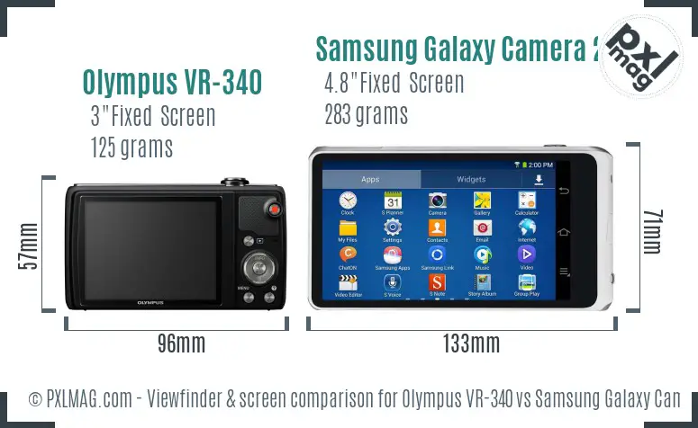 Olympus VR-340 vs Samsung Galaxy Camera 2 Screen and Viewfinder comparison