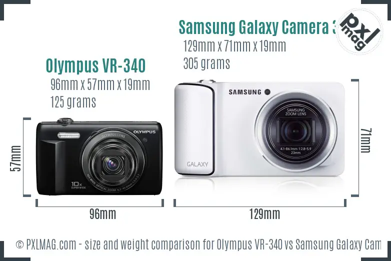 Olympus VR-340 vs Samsung Galaxy Camera 3G size comparison Olympus VR-340 vs Samsung Galaxy Camera 3G size comparison