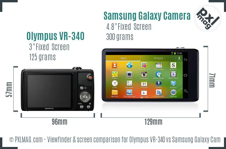 Olympus VR-340 vs Samsung Galaxy Camera Screen and Viewfinder comparison Olympus VR-340 vs Samsung Galaxy Camera Screen and Viewfinder comparison