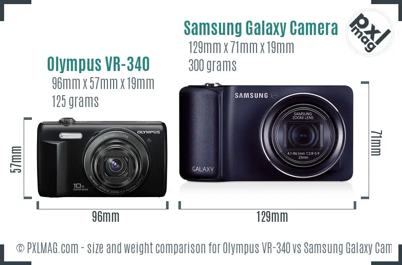 Olympus VR-340 vs Samsung Galaxy Camera size comparison Olympus VR-340 vs Samsung Galaxy Camera size comparison