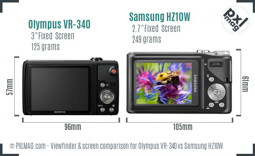 Olympus VR-340 vs Samsung HZ10W Screen and Viewfinder comparison Olympus VR-340 vs Samsung HZ10W Screen and Viewfinder comparison