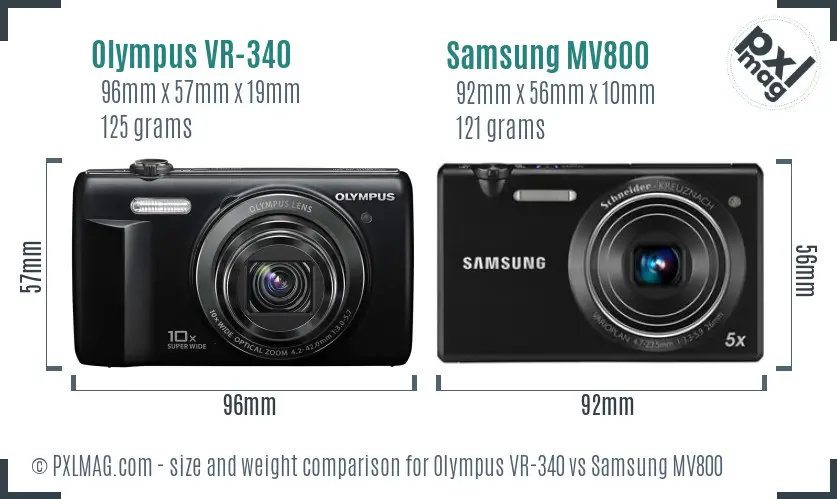 Olympus VR-340 vs Samsung MV800 size comparison