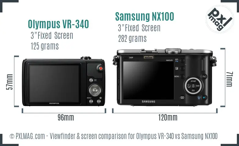 Olympus VR-340 vs Samsung NX100 Screen and Viewfinder comparison