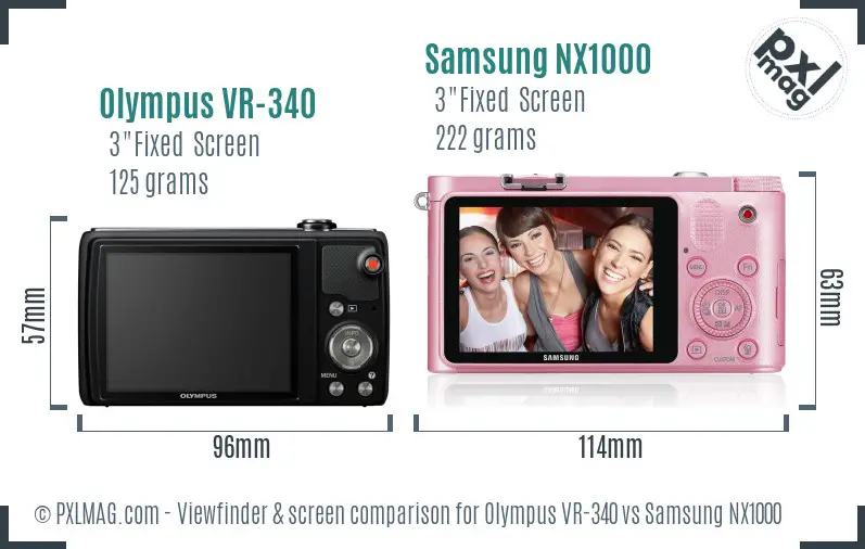 Olympus VR-340 vs Samsung NX1000 Screen and Viewfinder comparison